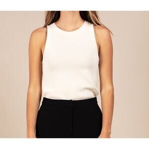 All:Row Signy Knit Racerback Tank Top, Ivory Bone, Large